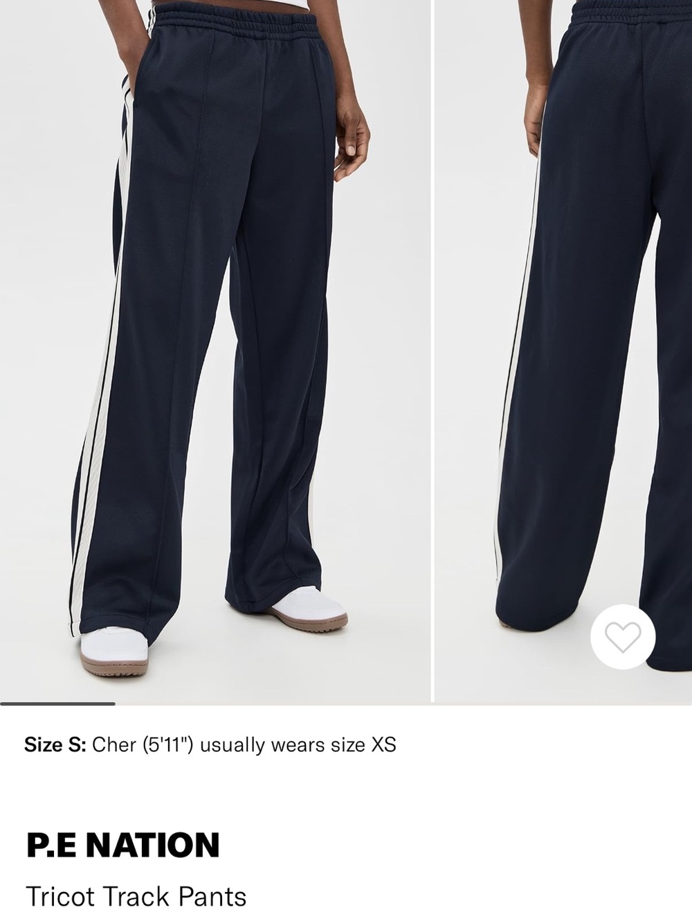 P.E Nation Navy Tricot Track Pants with White Side Stripes
